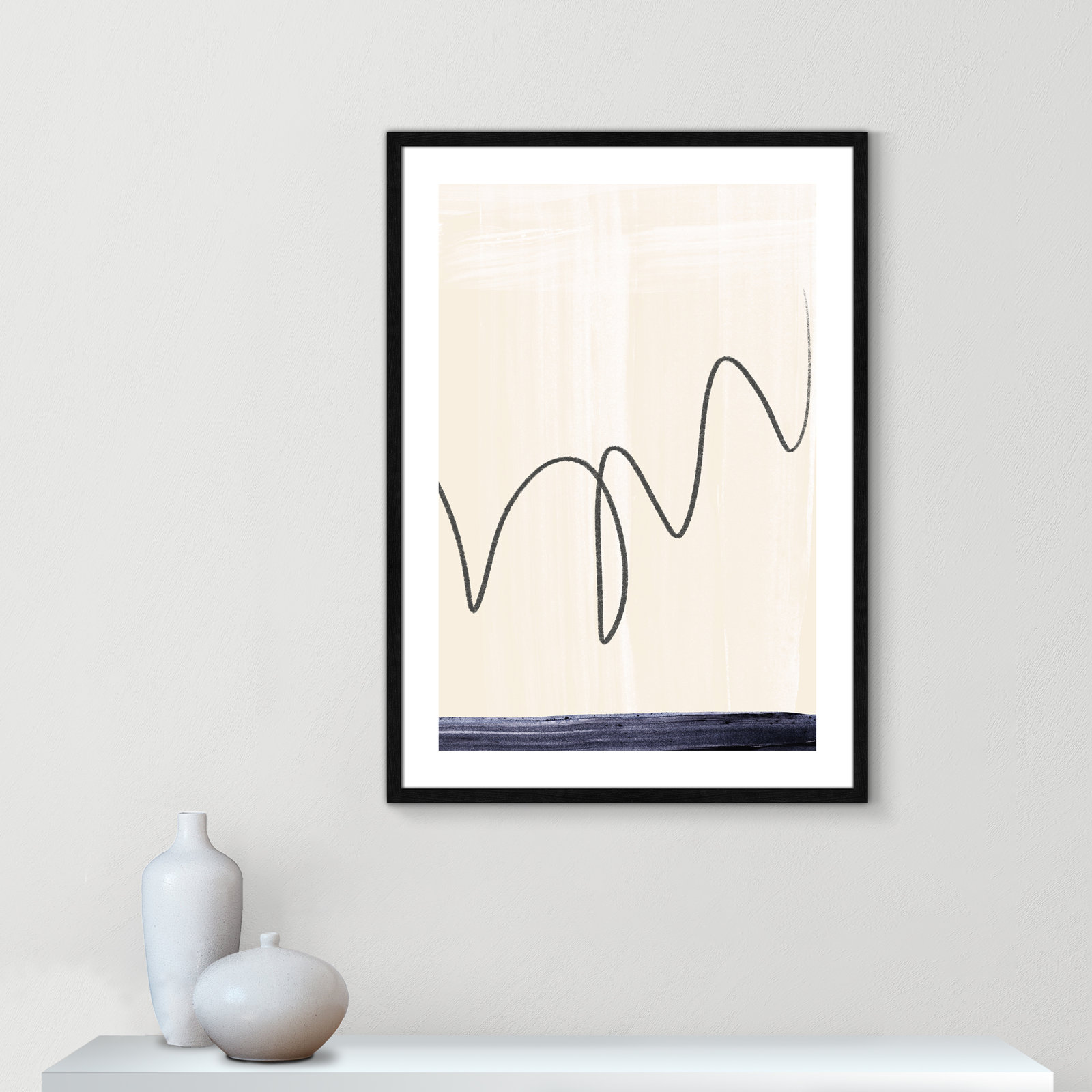 Tigerlily "Departured II" Painting, Black Framed Paper, 35.5" H x 25.5" W x 0.75" D