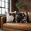 Housse de coussin tricolore en cuir de vache - 51 x 51 cm-134852717