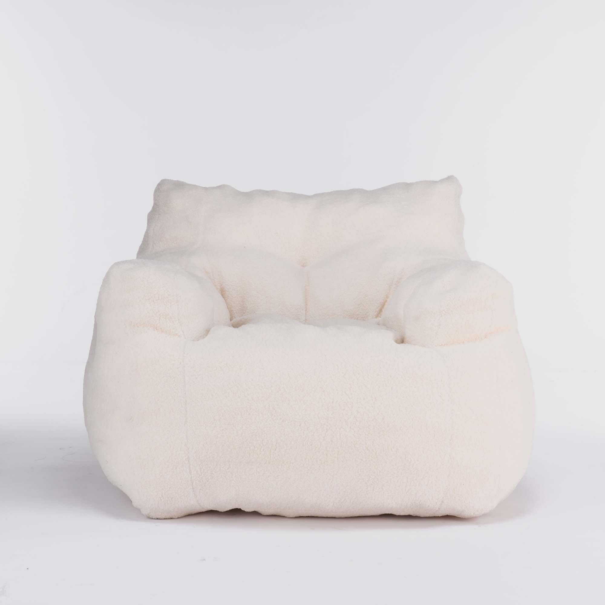 Lvory White Bean Bag Chair (27.56 in.H X 39.37 in. W X 39.37 in.D