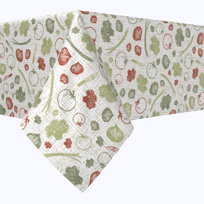 Square Tablecloth, 100% Cotton, 52X52", Veggie Sketch