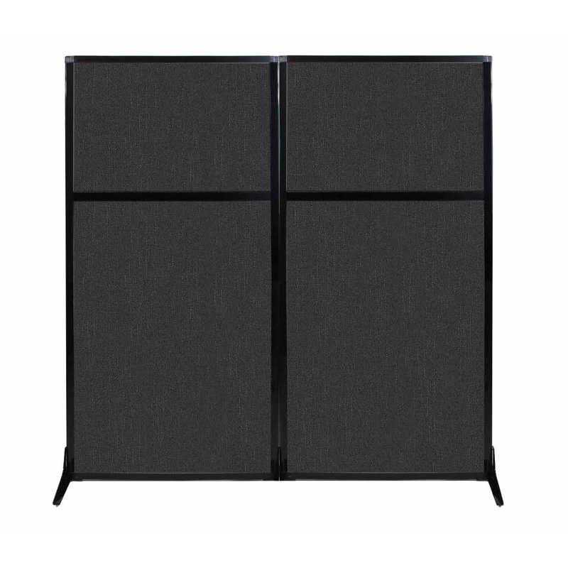 Cloison de poste de travail, Noir, 66"