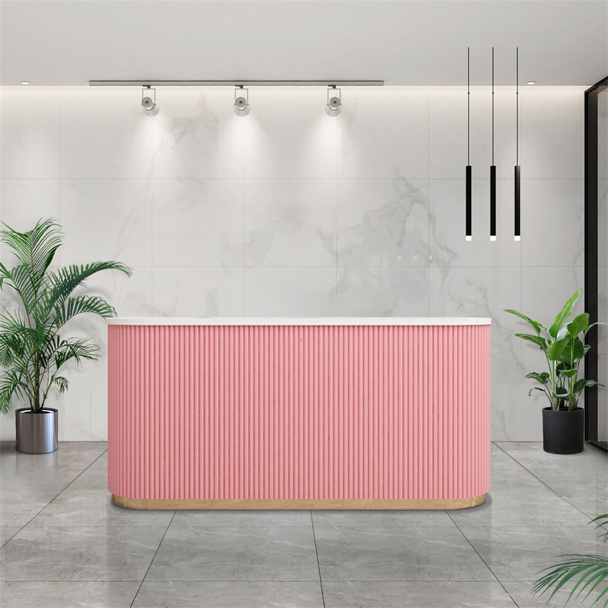 Latitude Run® Wavy Pattern Reception Desk 