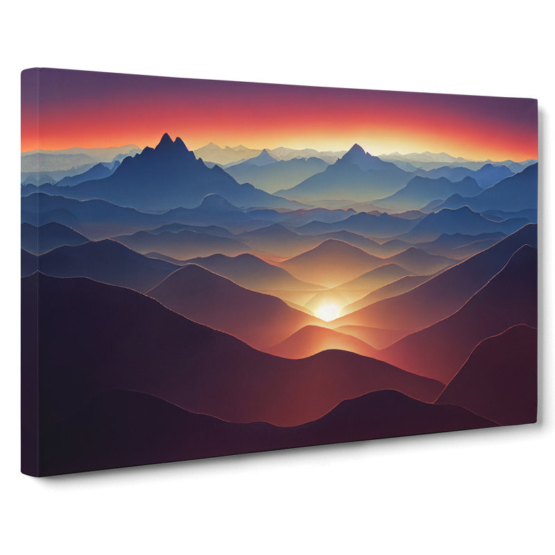 Majestic Mountain Sunset - Wrapped Canvas