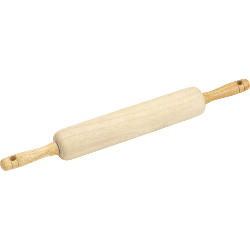 Natural Wood Rolling Pin with Contoured Handles