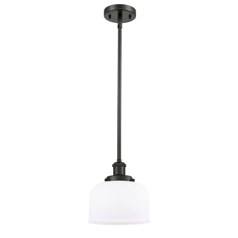 Mini luminaire suspendu en forme de tige 8 po Ballston Urban Bell, DEL, Blanc mat, Bronze frotté à l'huile