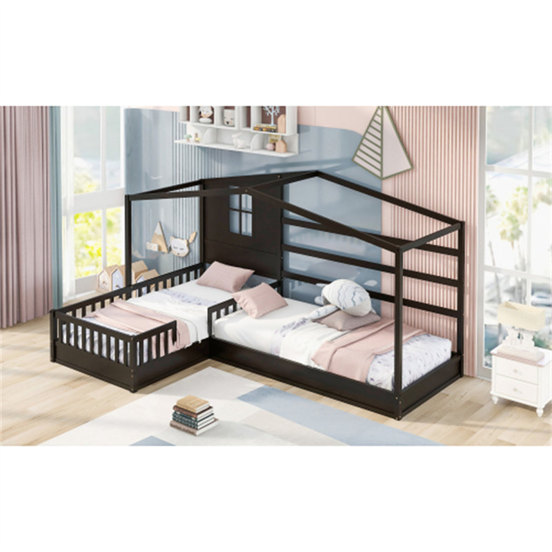 Wood House Bed, Espresso