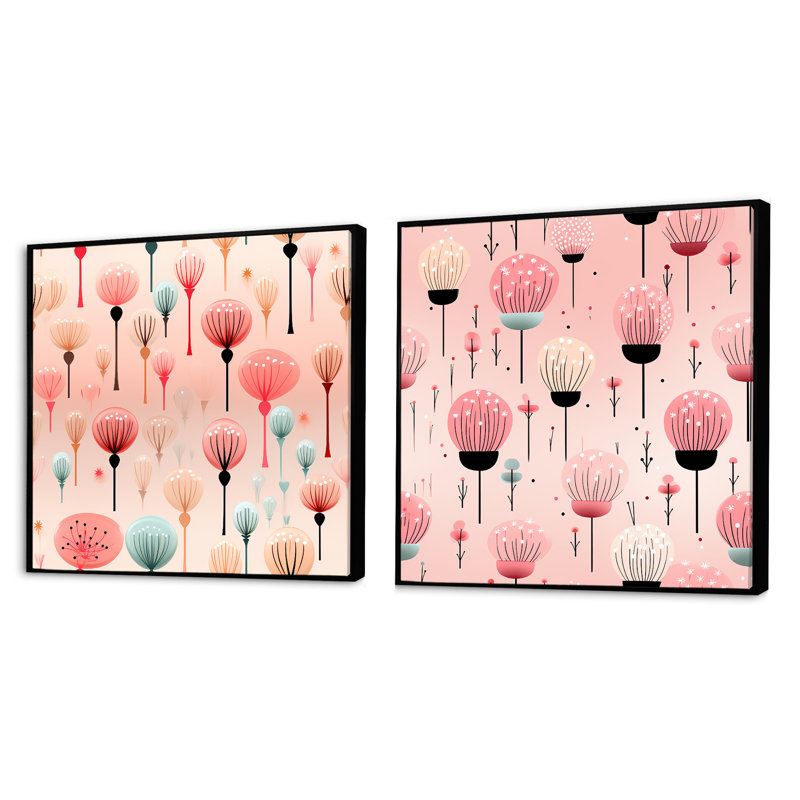Nicholas - Ensemble de 2 collages carrés abstraits, Cadre flottant noir, H 16 po x l 33 po