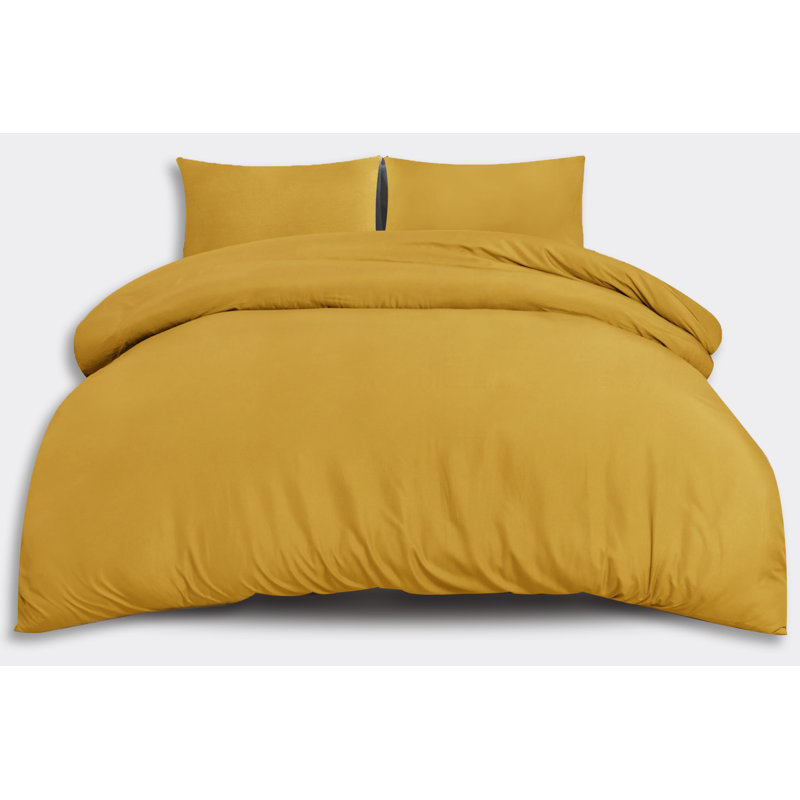 Jermelle Microfiber Solid Colour Duvet Cover Set with Pillowcases Included, Ochre