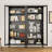 5-Tier Black 3-Sided Glass Dining Cabinet with Lights, Metal Display Stand-1418870532