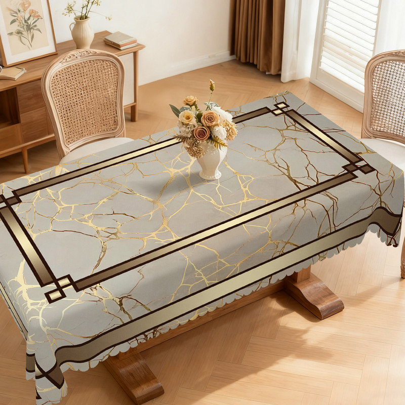 Nappe en polyester lavable à la machine au design minimaliste, L 86 po x l 60 po
