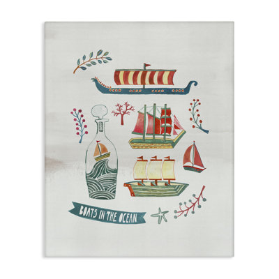 Nautique, bateaux et botaniques, art mural sur toile par Irene Chan