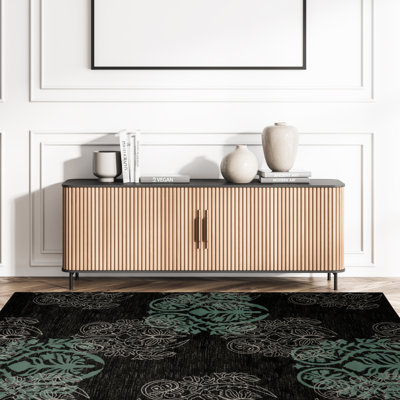 Tapis floral noir / gris Bloomington