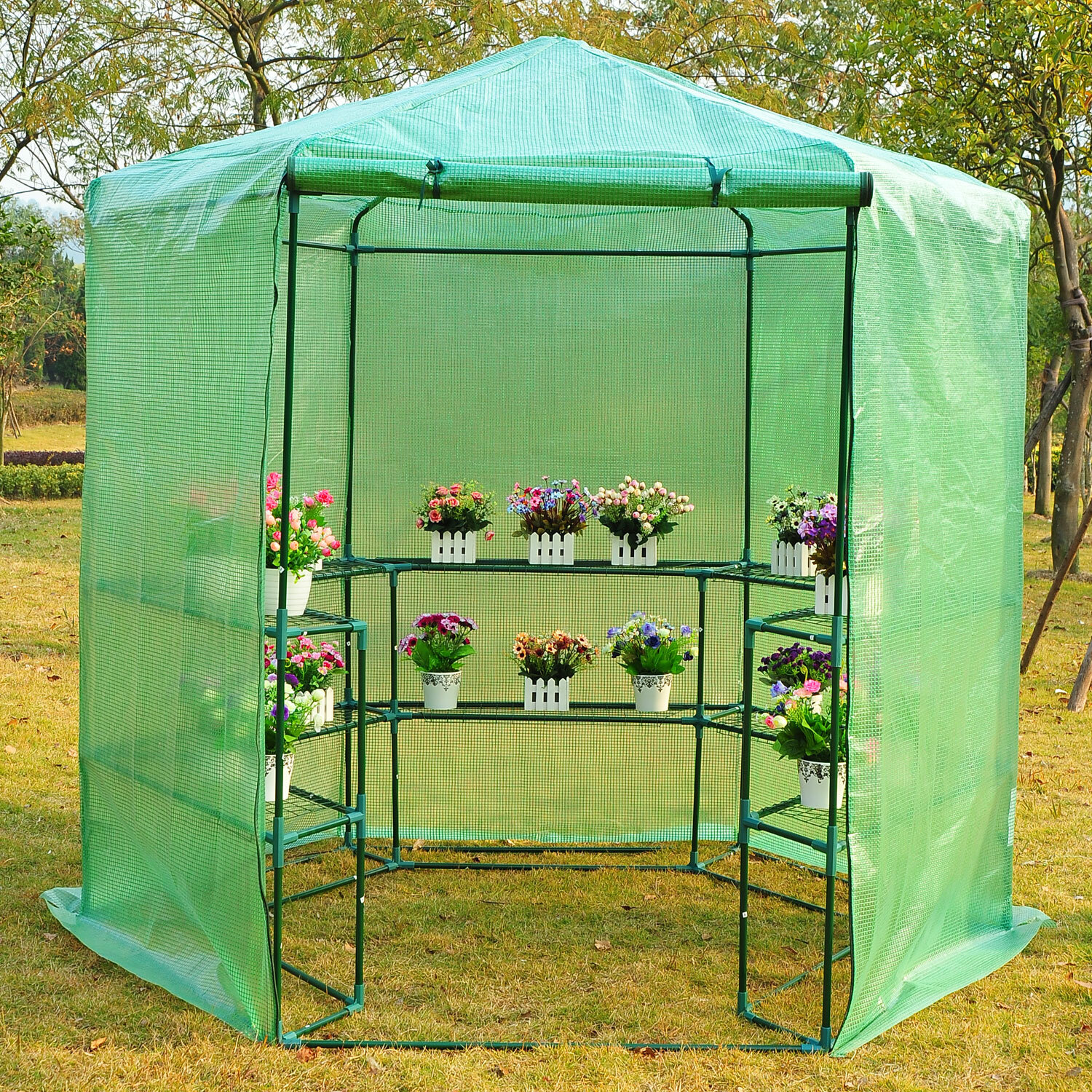 Outsunny 6.42' W x 6.2' D Greenhouse & Reviews | Wayfair