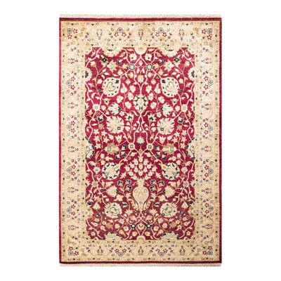 Tapis unique en laine noué à la main 4 pi 1 po x 6 pi 1 po nouvel âge Hayner