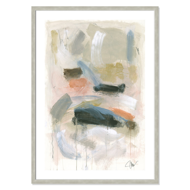 Flutter " Flutter " Painting Print, 30" H x 42" W x 1.13" D, Warm Silver