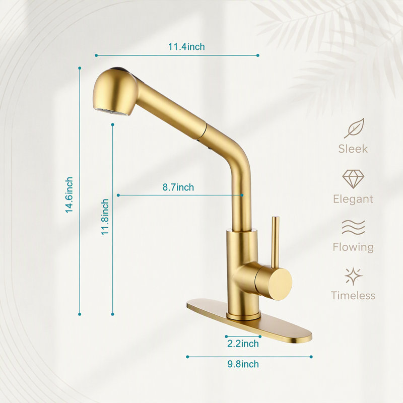 Robinet d'évier de cuisine à poignée unique avec douchette extractible, contrôle facile de la température et deux modes d'eau pour une utilisation polyvalente
