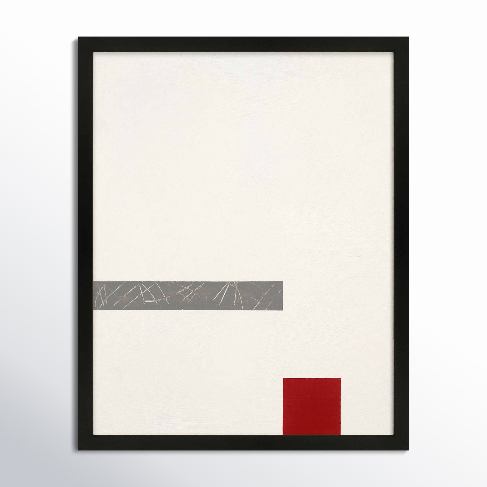 Tempo With Red 3 by Robert Kamnatnik, Black Framed Paper, 38" H x 30" W x 1.25" D
