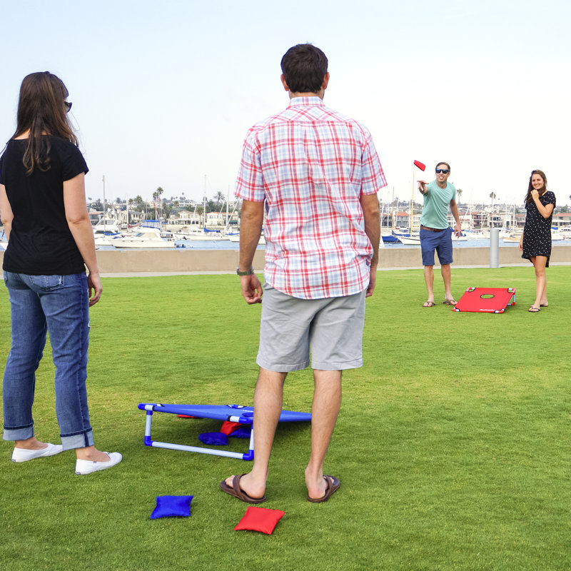 Portable Red and Blue PVC Cornhole Game Set with Bean Bags