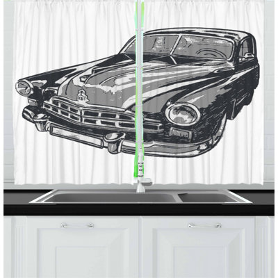 Cars 2 Piece Kitchen Curtain