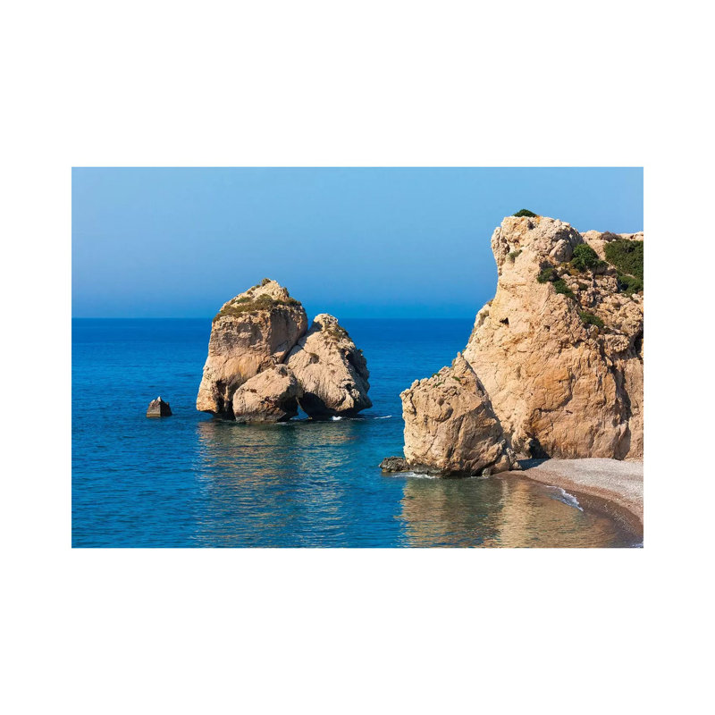 Le rocher d'Aphrodite en Méditerranée, Paphos (Pafos), République de Chypre par Keren Su - Toile tendue avec rectangle