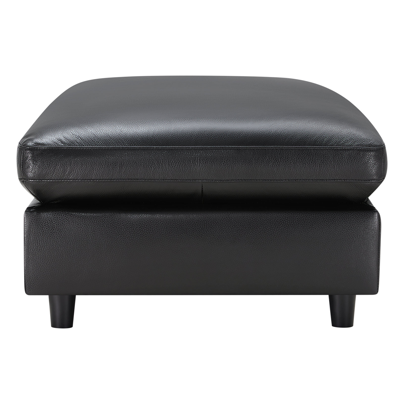 Fleetwood 45" Genuine Leather Ottoman, Impression Black Genuine Leather