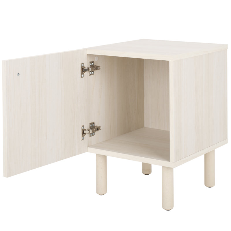 Audric 20.8'' W Nightstand, Bleached White / Natural Rattan