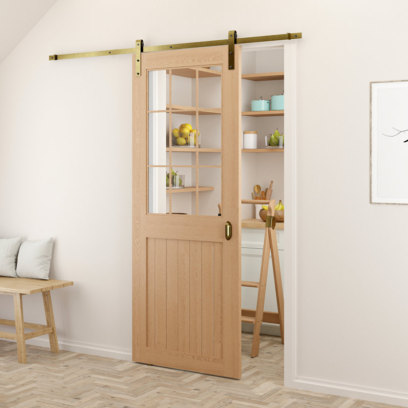 6.6 Ft. Soft Close Standard Single Barn Door Hardware Kit (Door Not Included), Antique Brass