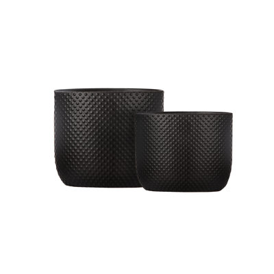 Ceramic Tall Oval Wide Opening Pot Matte Finish Black