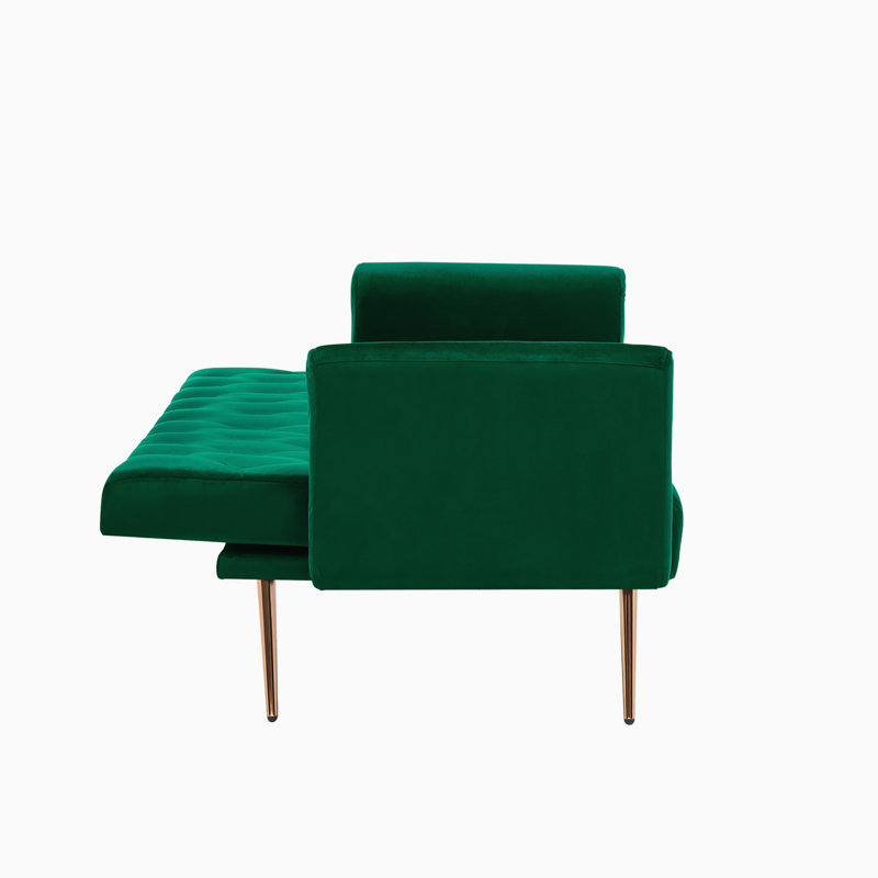 Vassallo 70.95'' Velvet Sleeper Sofa, Green Velvet