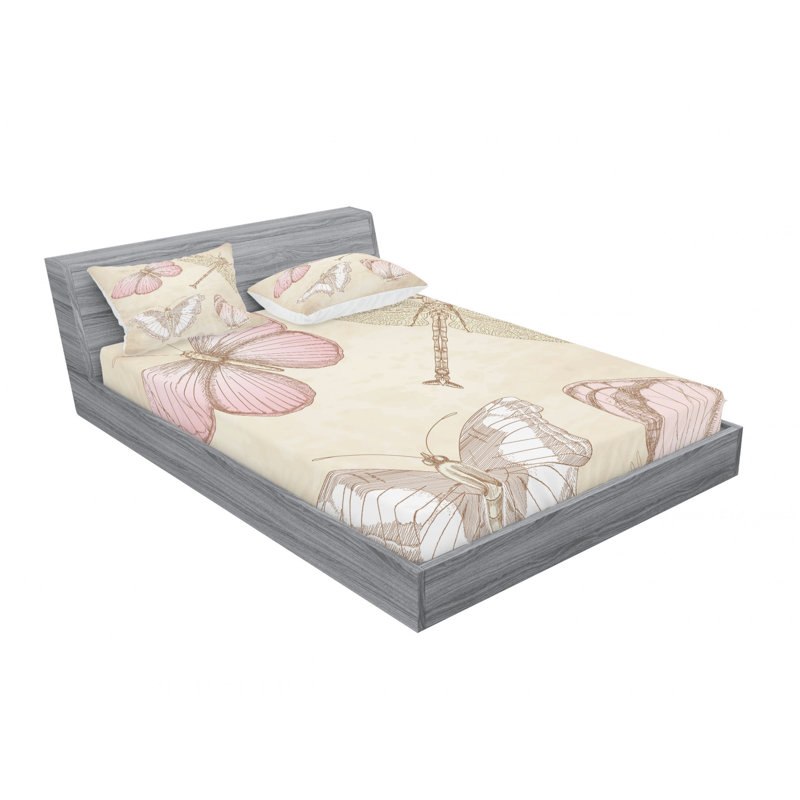 Microfiber Abstract Sheet Set, Queen Sheet Set with Fitted Sheet