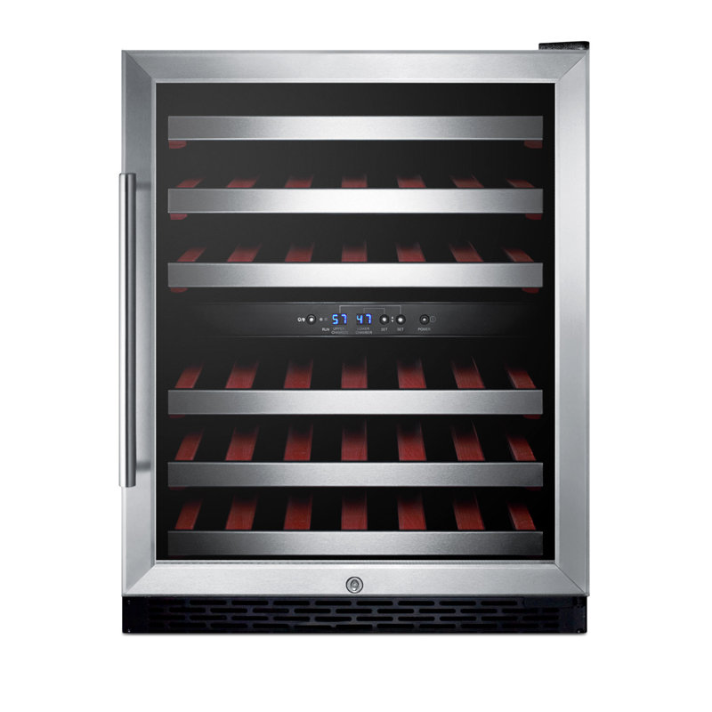 Summit Appliance Dual Zone 23.63'' 46 Bottle Wine Refrigerator with Reversible Door, Black