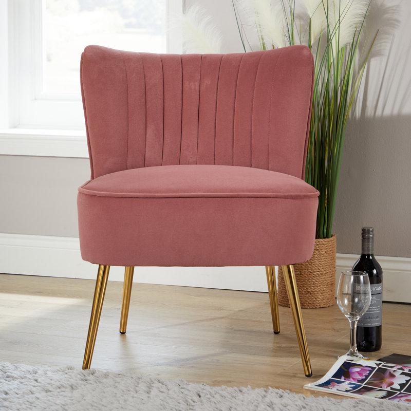 Akaya Velvet Barrel Chair, Pink