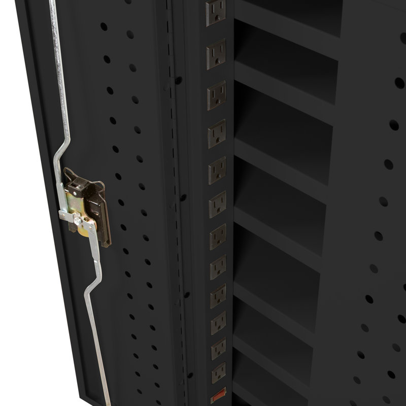 Black Steel 12-Laptop/Tablet Charging Cart with Lockable Doors