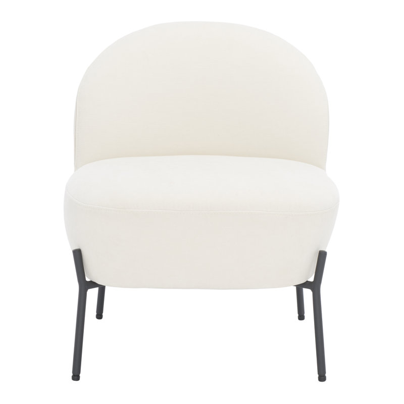 Wahaj Velvet Slipper Chair, Cream Velvet