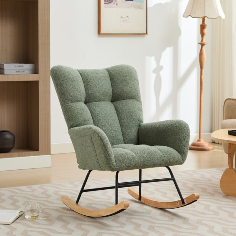 Fauteuil oscillant de chambre de bébé avec revêtement - pieds en bois massif pour la chambre à coucher et le salon