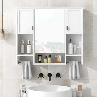 Armoire de salle de bain murale moderne avec plusieurs options de rangement et un design élégant