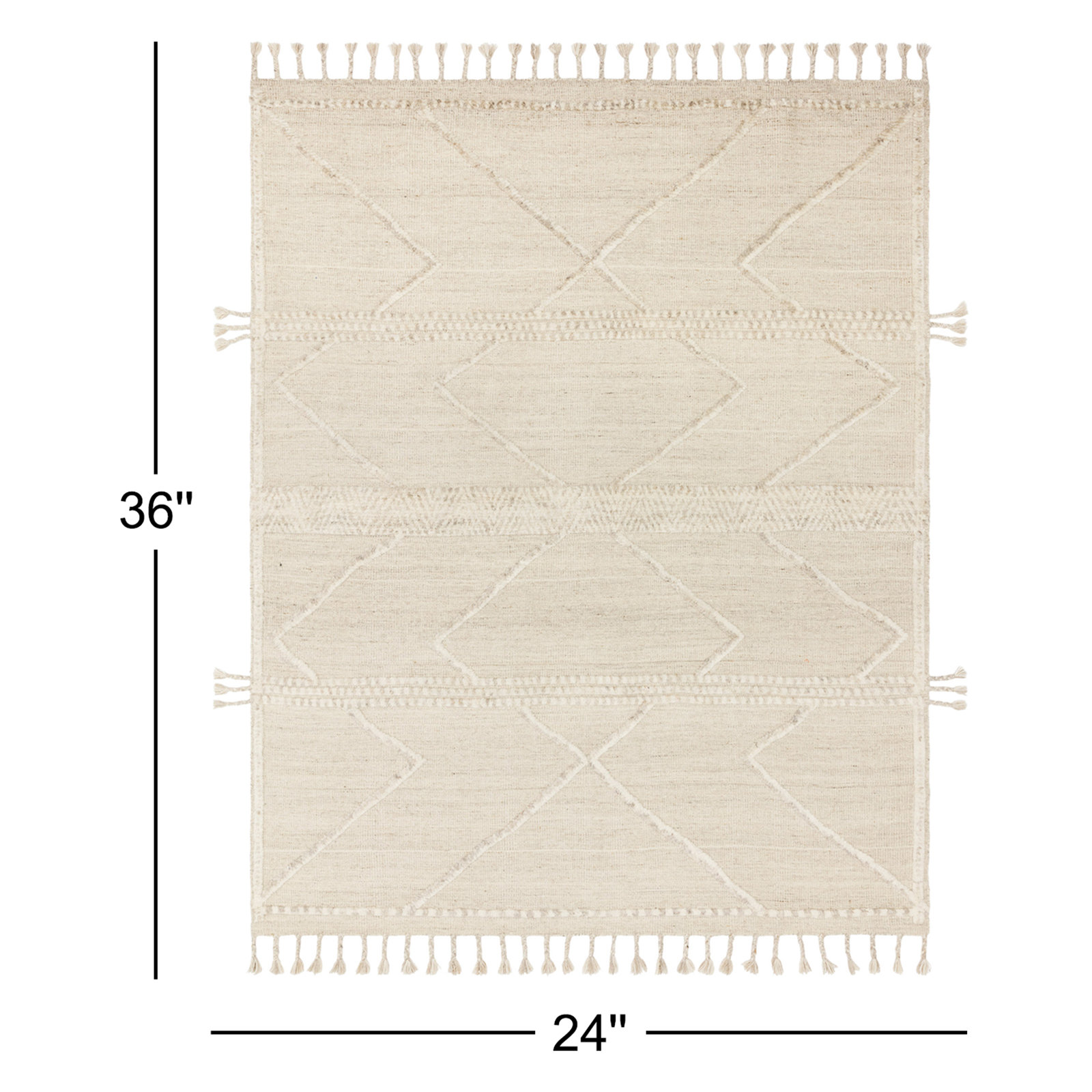 Hanna Beige Ivory Hand-Knotted Wool Rug, Rectangle 2' x 3'