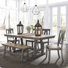 Keswick 6 Person Trestle Table Set w/ 4 Splat Back Side Chairs, 1 Bench, & 1 Server
