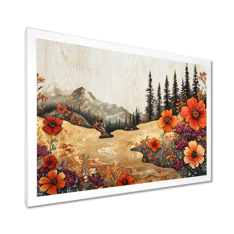 «Genese Wildflowers Flowers On A Wood Slide River IV - Wildflowers», reproduction sur toile, H 30 po x l 40 po, Blanc