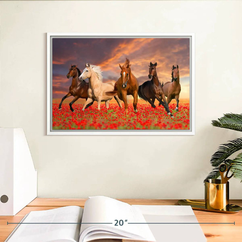 Mustang Horses, Cadre flottant blanc, 13 po x 9 po