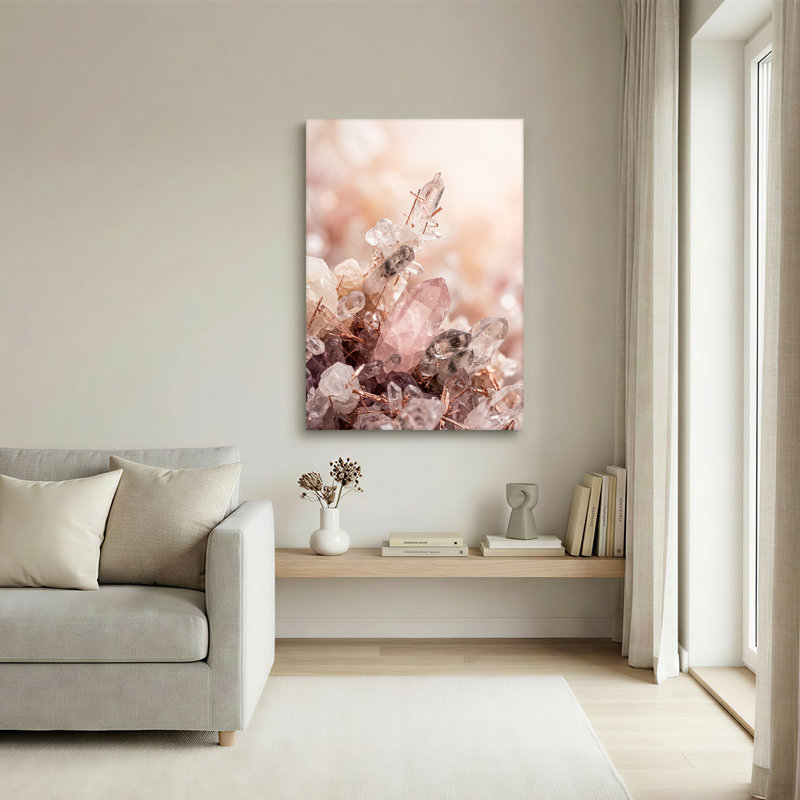 Art mural sur toile rose et transparent avec des accents de cuivre, 30"H x 20"W