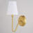 Larice 1 Light Traditional Wall Sconce White Linen Shade-2055396798