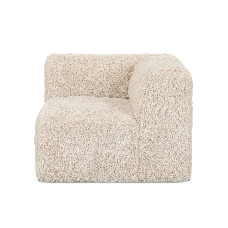 Cathryn Boneless 3-Piece Faux Fur Foam Modular Compressed Sofa, Beige