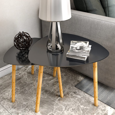 Demarion Solid Wood Tray Top Nesting Tables