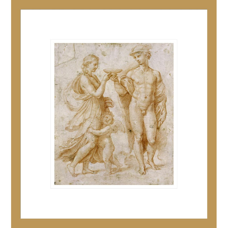 Mercury Offrant la coupe de l'Immortalité à Psyché par Raphael - Impression Giclée encadrée, H 15,27 po x l 13,75 po