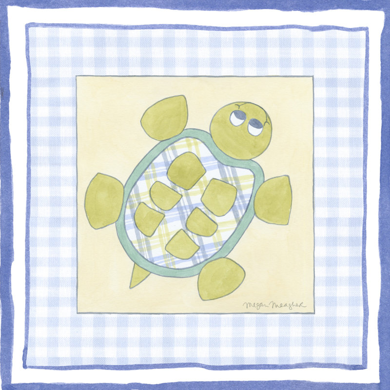 Turtle With Plaid (PP) IV by Megan Meagher - Wrapped Canvas Art Prints, 30cm H x 30cm W x 3.8cm D