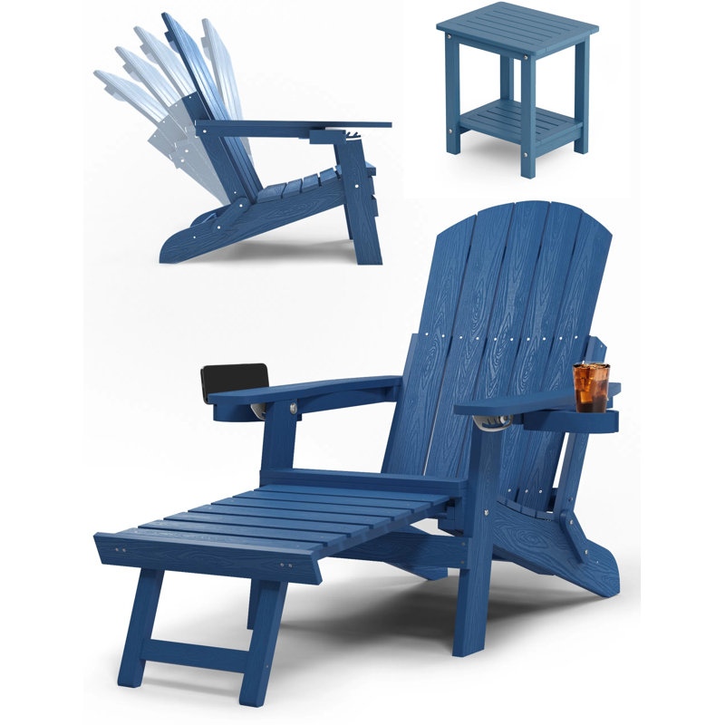 Foldable Outdoor Adirondack Set, Navy