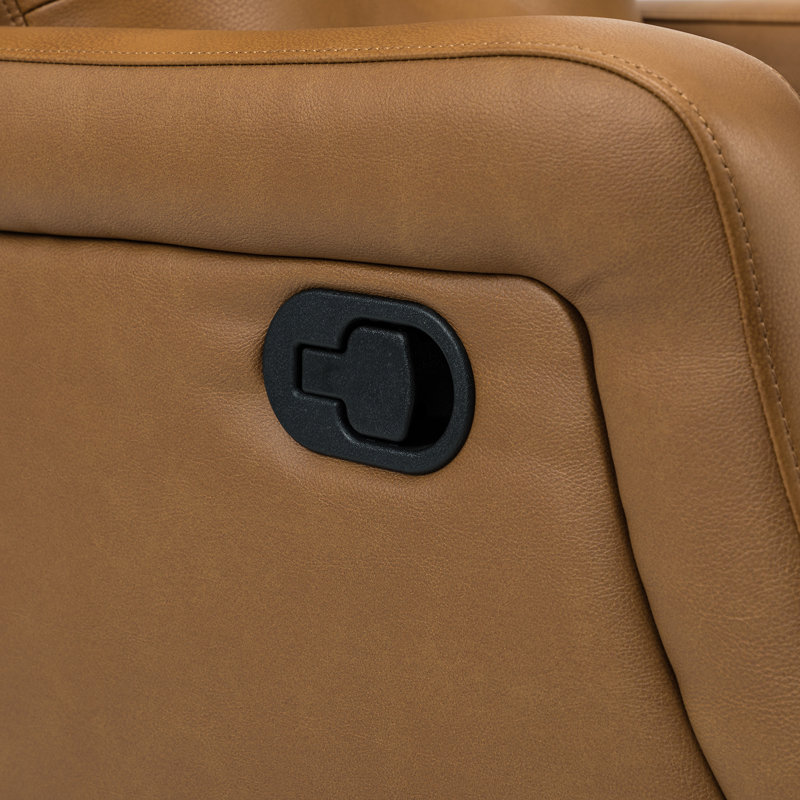 Fauteuil inclinable manuel pivotant Rudisill, Cuir véritable chameau