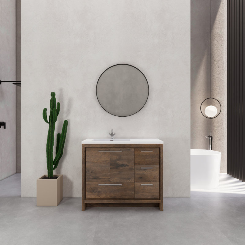 Ensemble de meuble-lavabo simple 42 po Mihrtad Eden, Marron foncé
