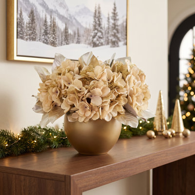 Hydrangea and Magonlia Leaf Holiday Centerpiece